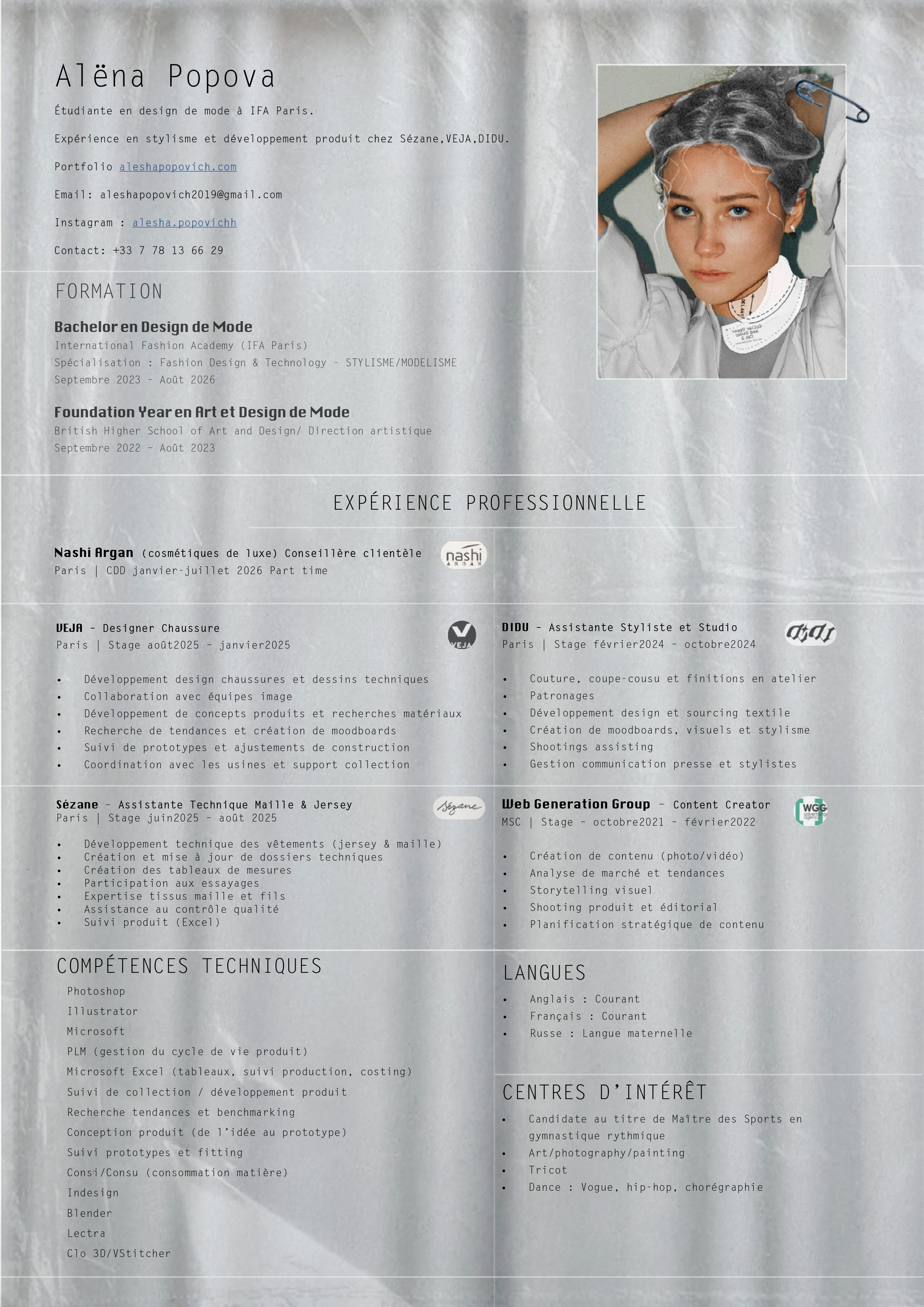 Alena Popova CV